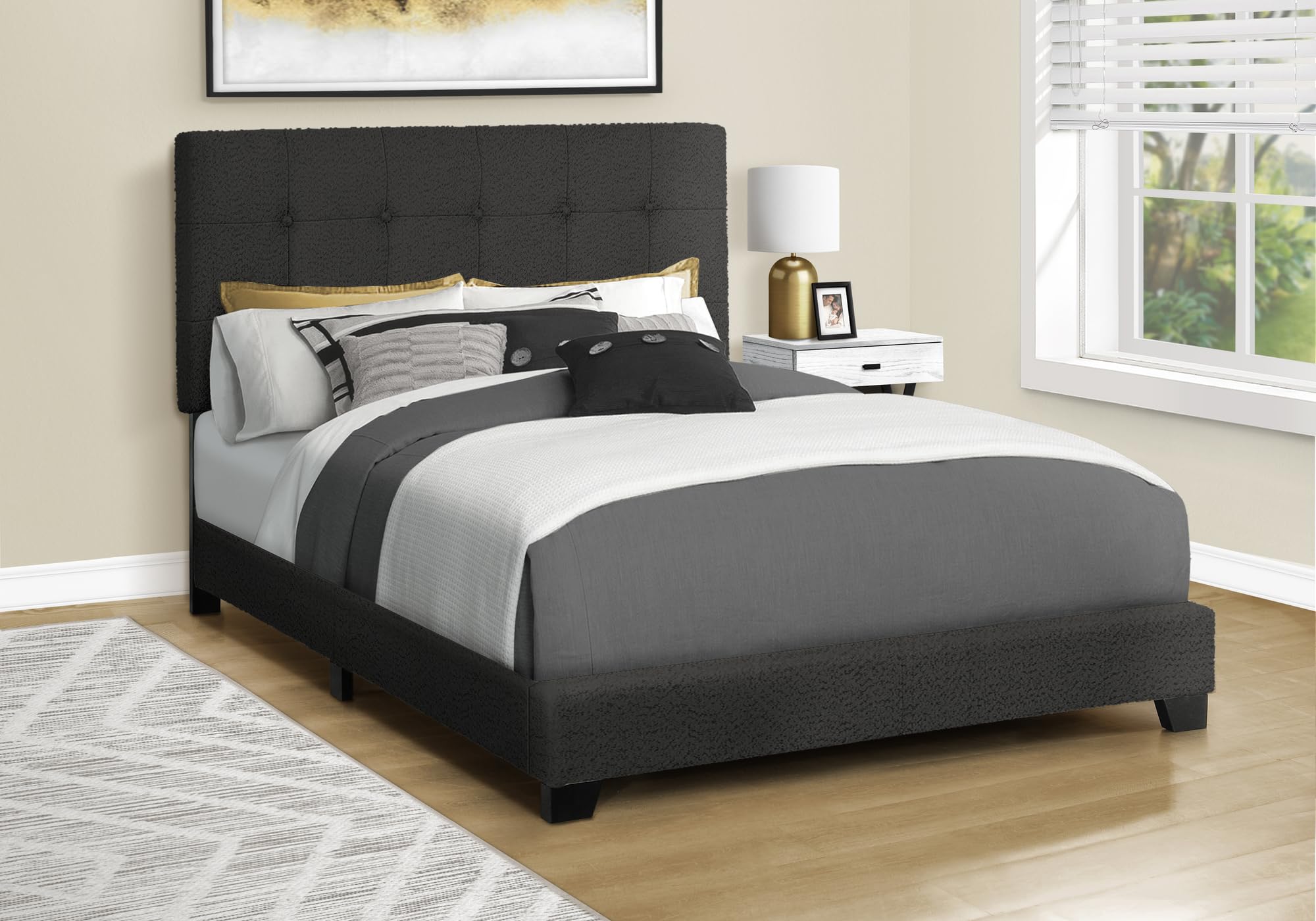 Monarch Specialties I 5805F Bed, Full Size, Bedroom, Upholstered, Frame Only, Transitional