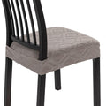 Searchi Stretch Dining Chair Seat Covers Set Of 6, Soft Removable Washable Seat Covers For Dining Chairs, Dining Room Seat Cover Protector (Rear-Covered, Hexagon Taupe)