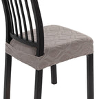 Searchi Stretch Dining Chair Seat Covers Set Of 6, Soft Removable Washable Seat Covers For Dining Chairs, Dining Room Seat Cover Protector (Rear-Covered, Hexagon Taupe)