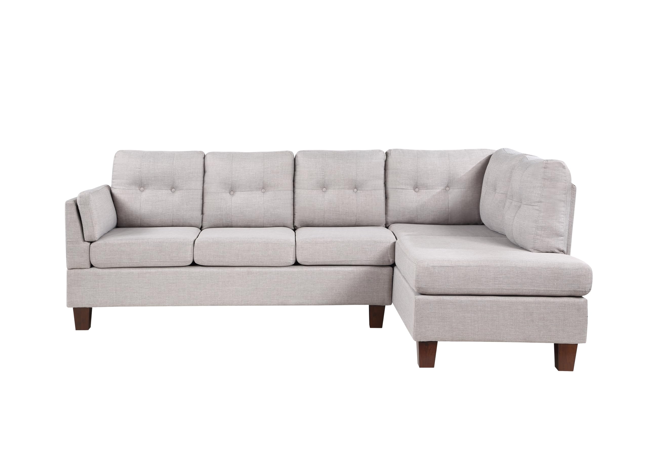 Dalia 97&Quot; W Light Gray Linen Modern Sectional Sofa With Right Facing Chaise