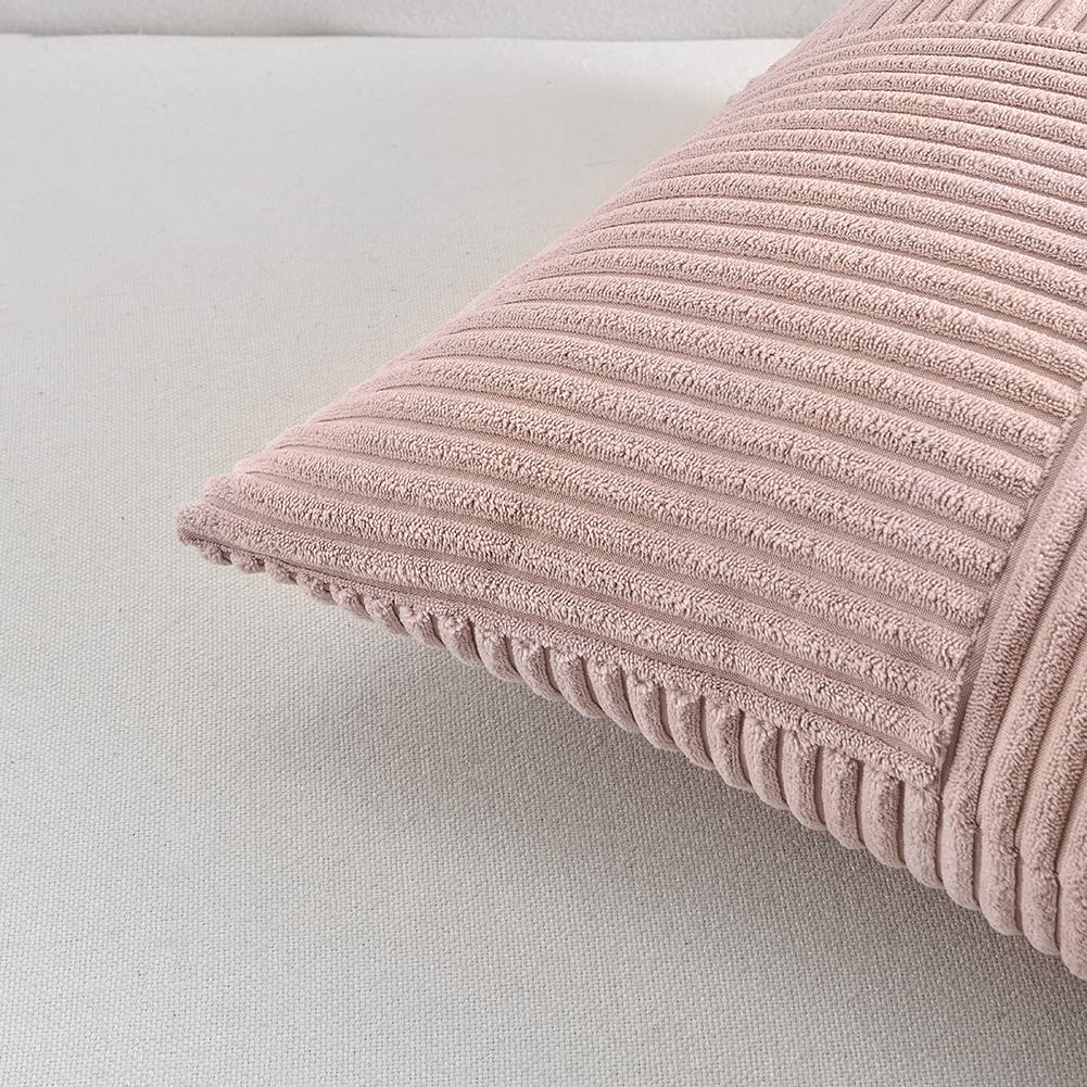 Fancy Homi Blush Pink Lumbar Decorative Throw Pillow Covers 12X20 Inch For Living Room Couch Bed, Rustic Farmhouse Boho Home Dec
