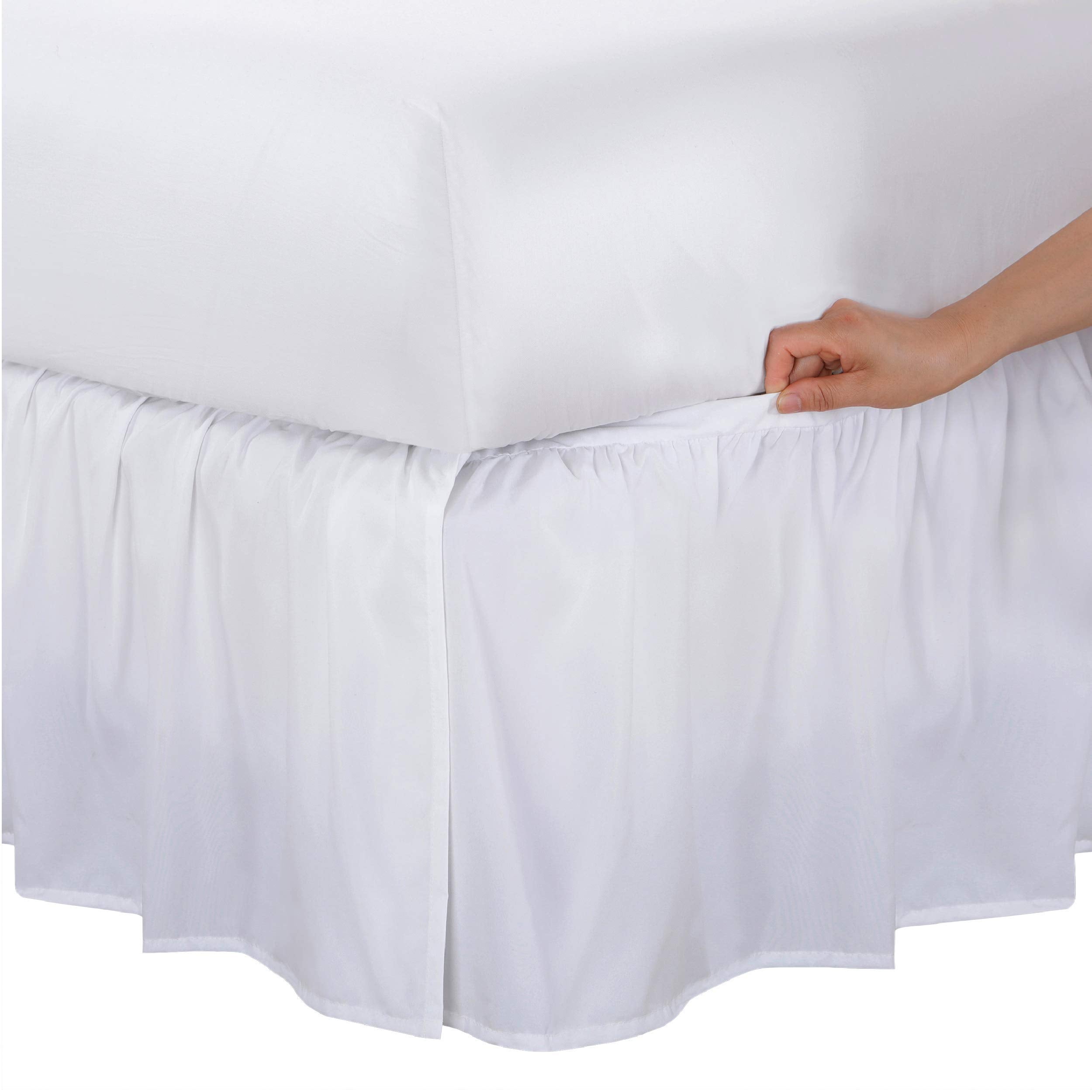 Bed Makers Never Lift Your Mattress Microfiber Wrap-Around Bed Skirt, Gathered Ruffled Style, Classic 14 Inch Drop Length, Queen