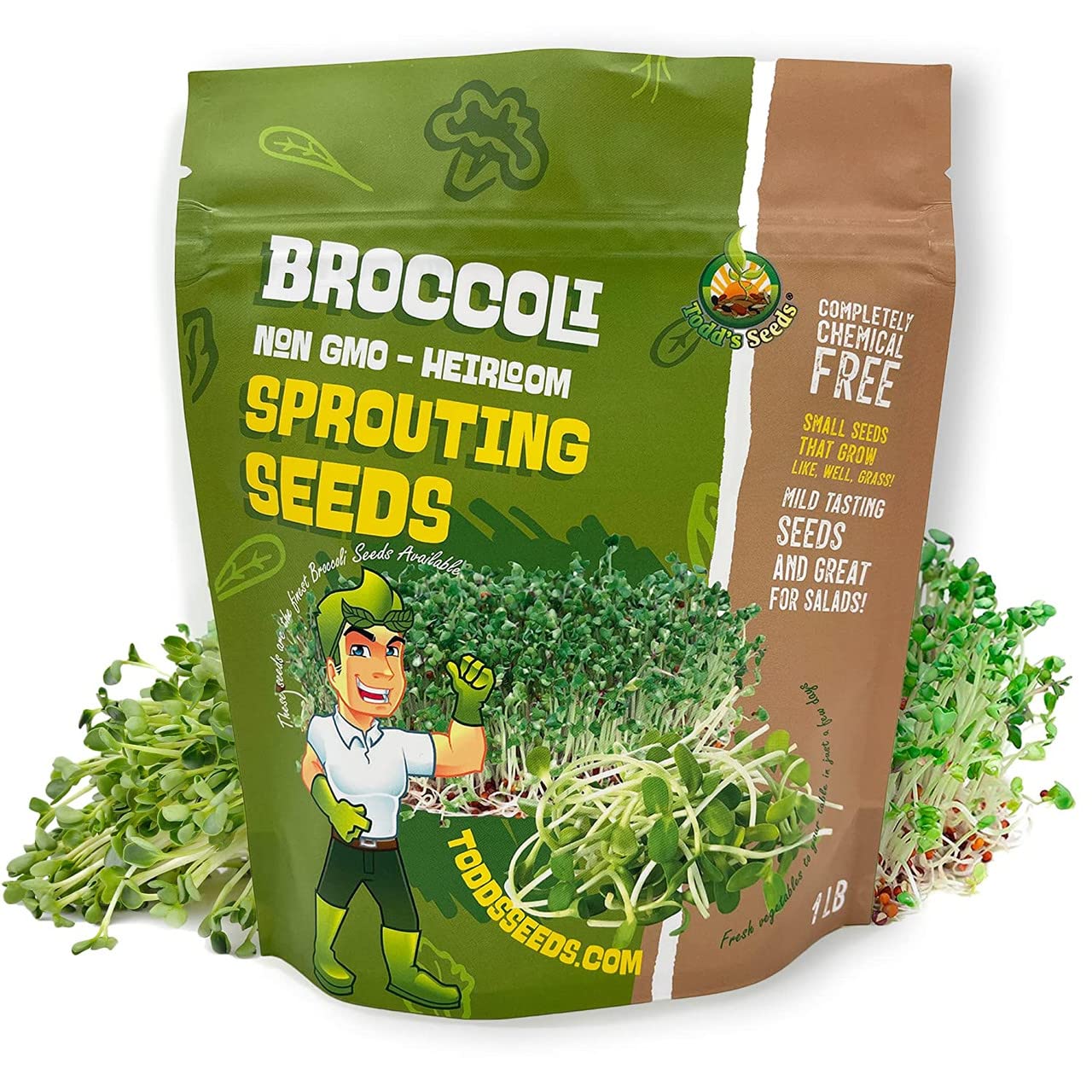 Todds Seeds - Sprouting Broccoli Seeds - Calabrese Variety, Non-Gmo, Heirloom - 2.5 Pound - Bulk Seeds