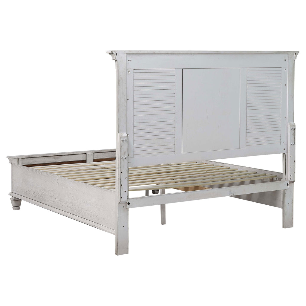 Coaster Home Furnishings Franco Farmhouse 4-Piece Bedroom Set Queen Size Storage Panel Bed Frame 57-inch Headboard Distressed White 205330Q-S4