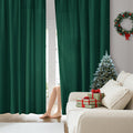 HOMEIDEAS Christmas Non-See-Through Hunter Green Privacy Sheer Curtains, 52 X 96 Inches Long 2 Panels Sheer Curtains Light Filte