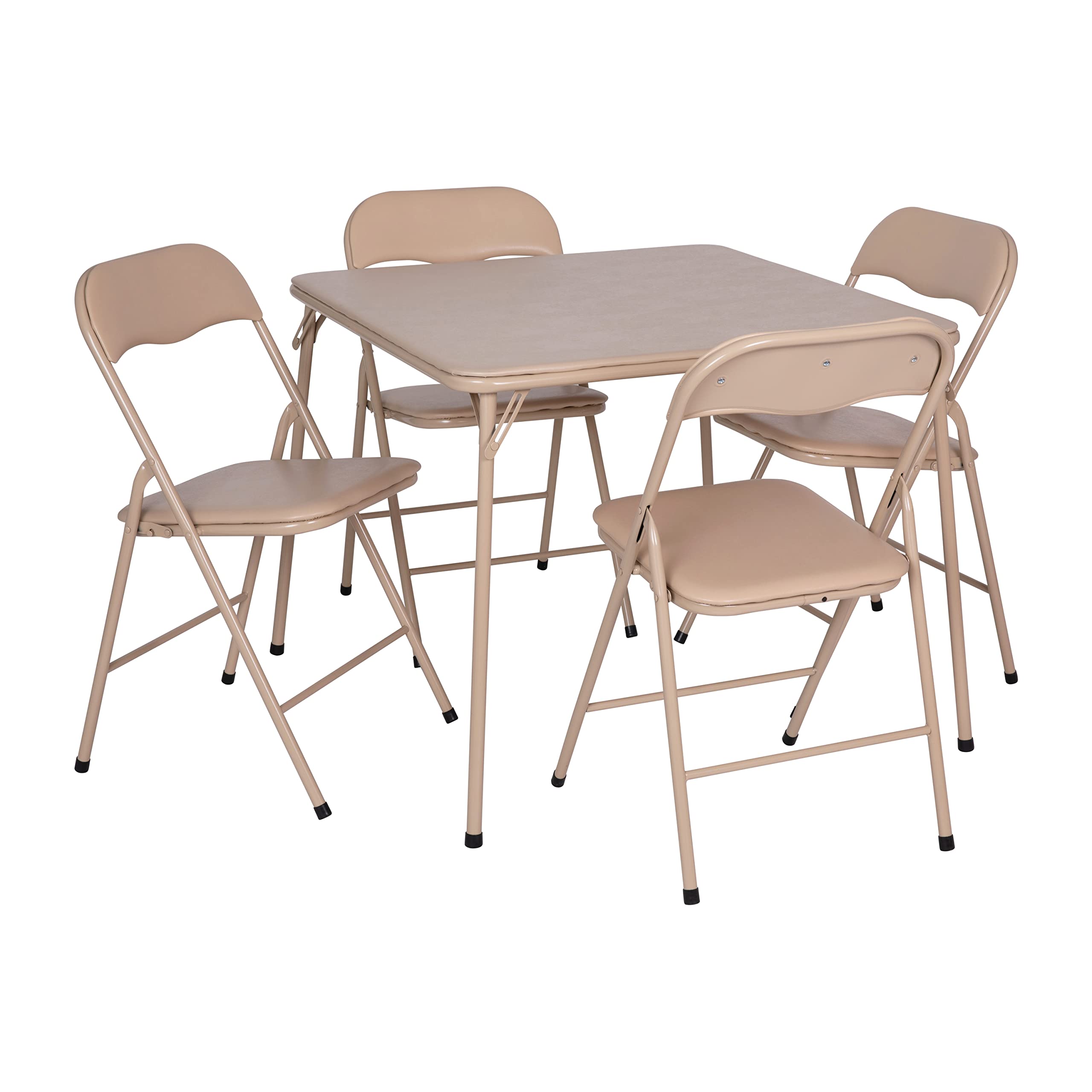 Flash Furniture Madison 5 Piece Tan Folding Card Table and Chair Set