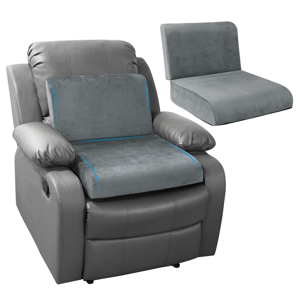 Hombys Recliner Seat Cushion With Lumbar Supportive Pillow Extra Large Non-Slip Seat Cushion With Back Support Cushions (Light G
