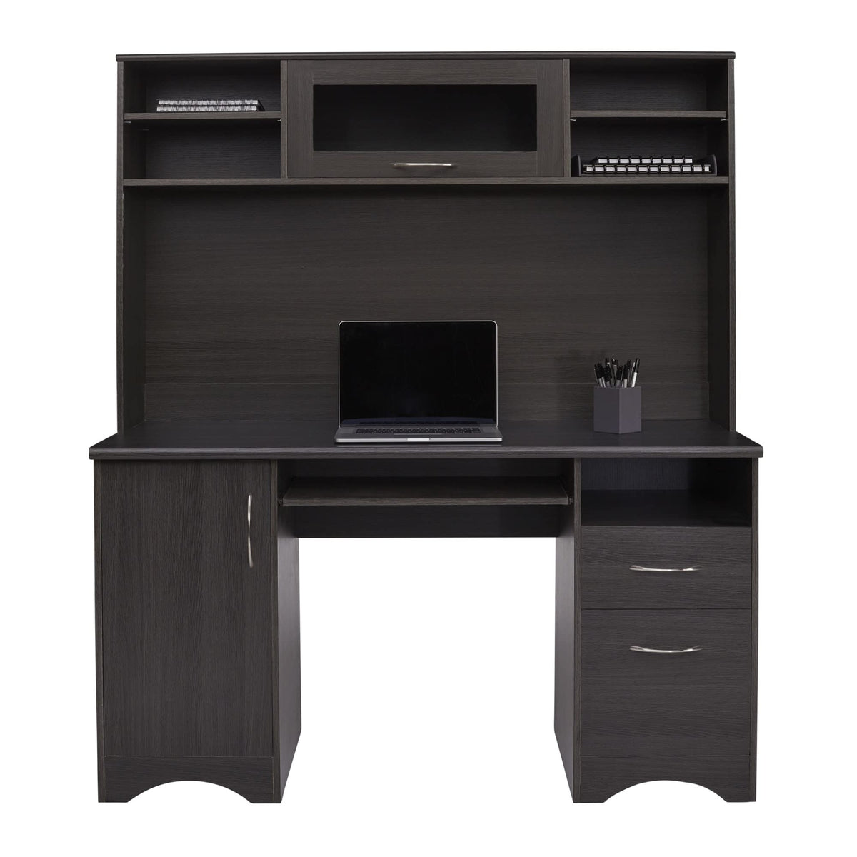RealspaceA Pelingo 56W Desk with Hutch, Dark gray