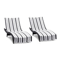 Arkwright Cabo Chaise Lounge Cover - Pack Of 2 - Striped Soft Cotton Cabana Towel With Pocket Holder For Beach Pool Outdoor Chair, 30 X 85 In., Charcoal/Silver