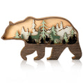 Honoson Forest Animal Rustic Wall Art Decor Wooden Farmhouse Wall Decoration Wooden Animal Decor Wood Forest and Mountain Orname