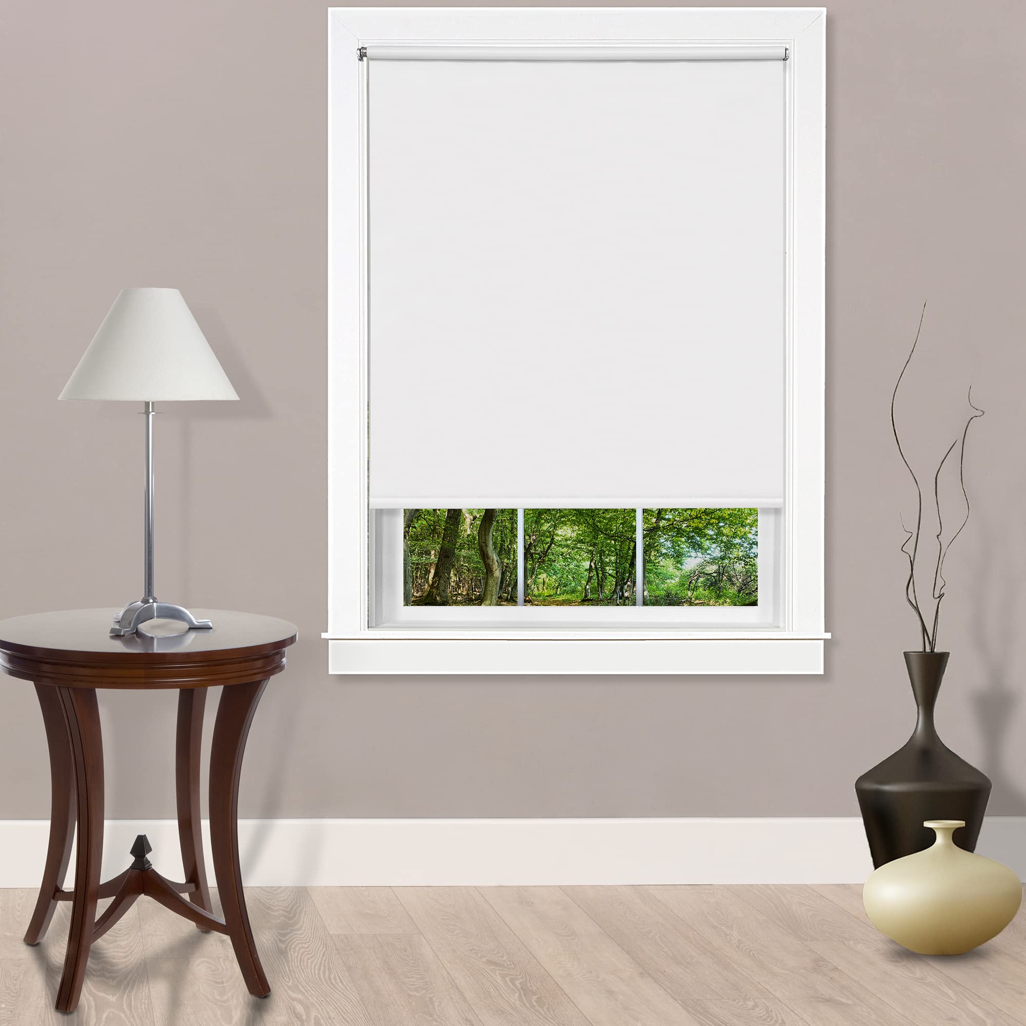 Cordless Tear Down Light Filtering Shade - 37 Inch Width, 72 Inch Length - White- Cord-Free Customizable Room Darkening Horizont
