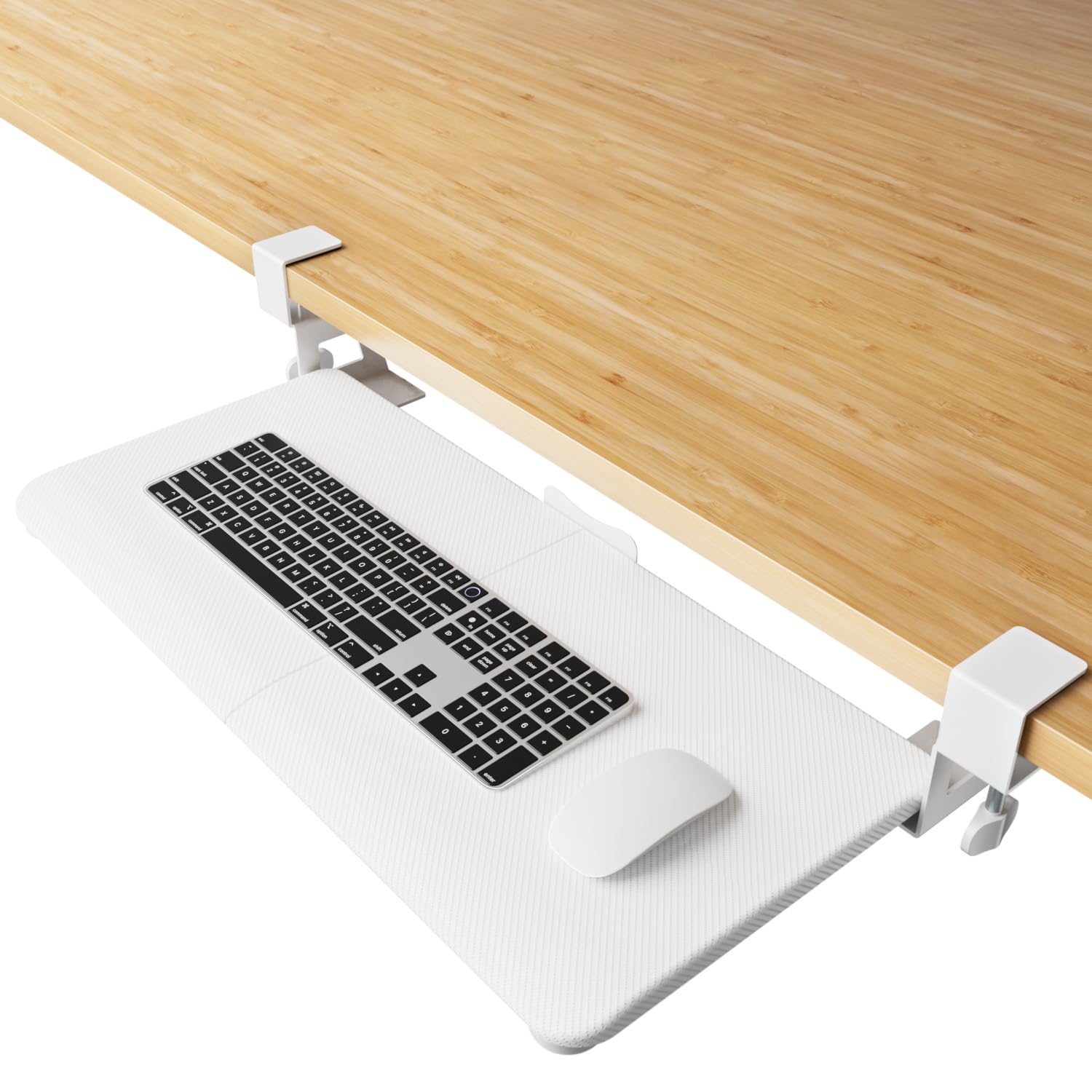 Nearhub Large Keyboard Tray Under Desk Pull Out With Extra Sturdy C Clamp Mount System, 26' (30 Including Clamps) X 11 Inch Ste