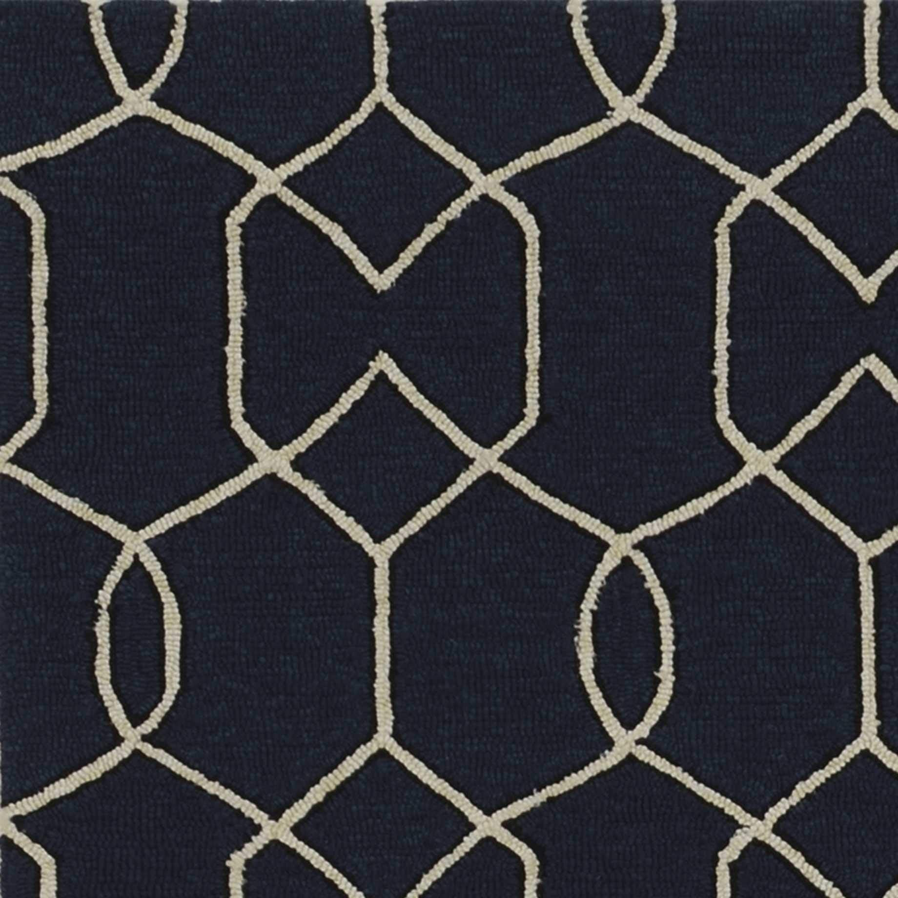 HomeRoots Decor 7' Square UV-Treated Polypropelene Navy Area Rug
