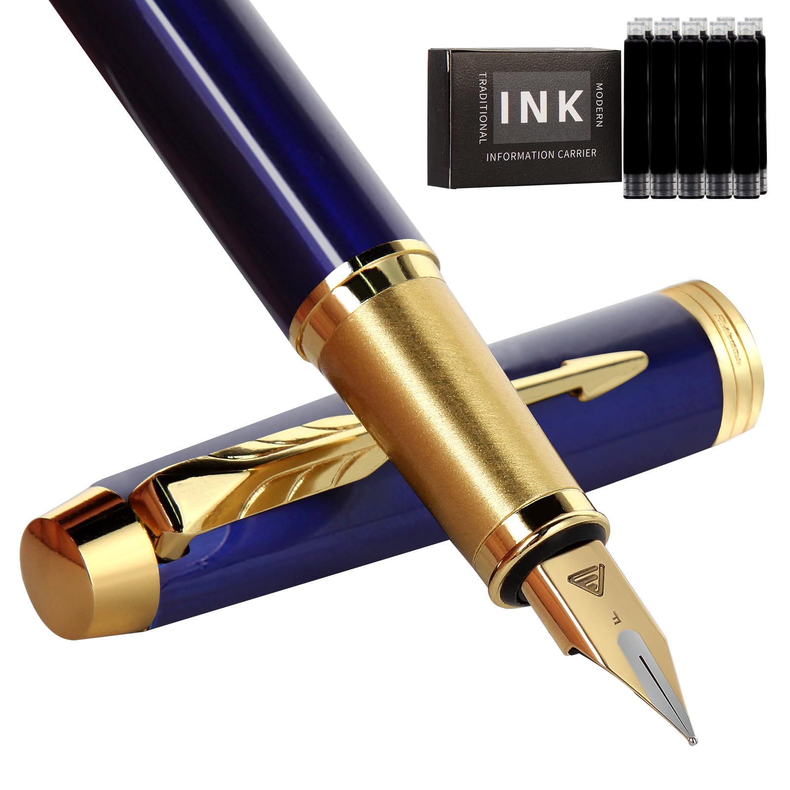 Zalantan Fountain Pen,Luxury Pens,Fine Point Smooth Writing Pens For Journaling Fancy Pens With Gift Case 10 Black Ink Cartridge