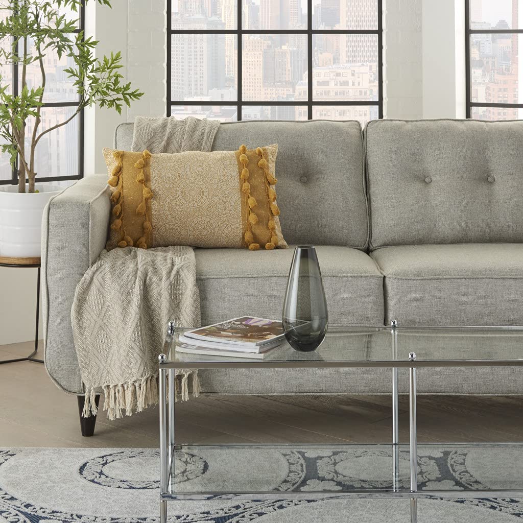 HomeRoots 100% Cotton Duck Mustard Rectangular Embellished Throw Pillow