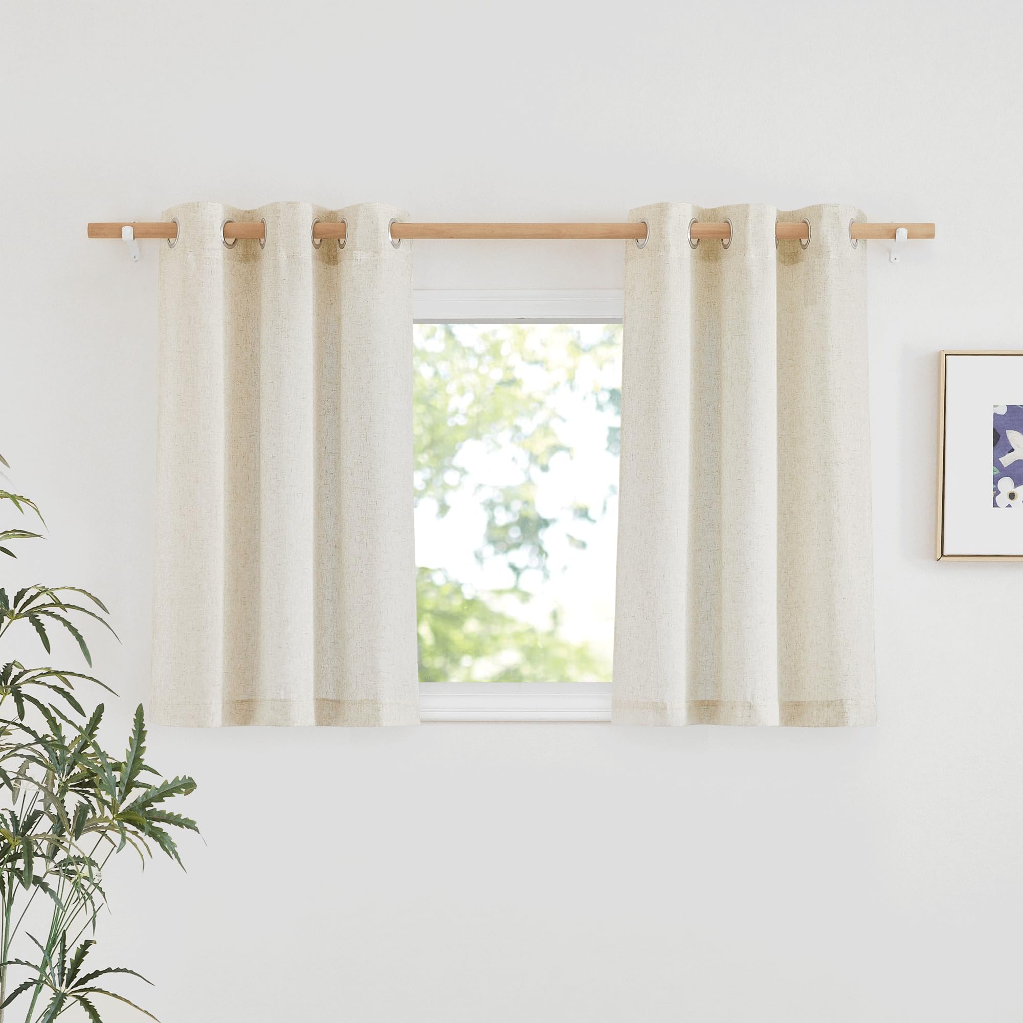 Nicetown Linen Blend Sliding Door Curtains Extra Wide, Grommet Semi Sheer Vertical Drapes Privacy Added With Light Filtering For Bedroom/Living Room, Natural, W68 X L96, 2 Pieces
