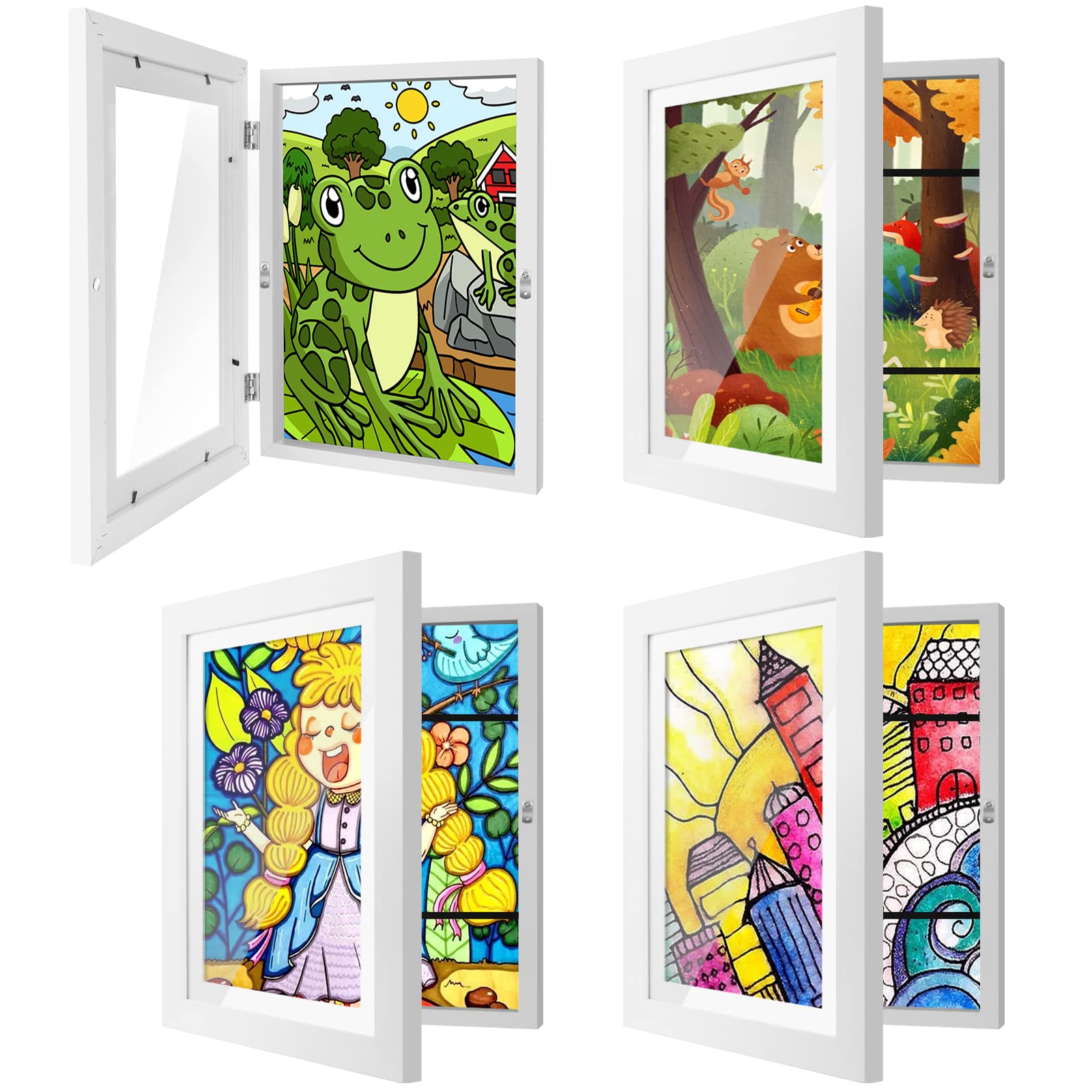 IMMERROT 4 Pack Kids Art Frames 8.5x11 Inch Kids Artwork Flip Frame Changeable for Picture Display, Children School Drawing Proj