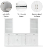 Crosley Furniture Stanton 2-Piece Wine, Liquor, Coffee Bar Cabinet Set with Sideboard and Storage Shelves, White