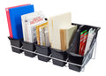 Storex Small Book Bins, Set of 5 Bins, Metal Shelf Rack Included, Black (71152U01C)