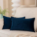 Juspurbet Navy Decorative Velvet Throw Pillow Covers 16X24 Inch Set Of 2,Broadside Soft Cushion Case With Invisible Zipper For S