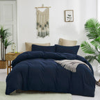 KAREVER Solid Navy Comforter Set Twin Navy Blue Bedding Set Soft Pure Navy Blue Bedding Quilt Set Kids Teens Adult Navy Blue Bla