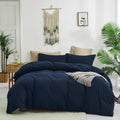 Karever Solid Navy Comforter Set King Navy Blue Bedding Set Soft Pure Navy Blue Bedding Quilt Set Men Navy Blue Blanket Women Br