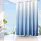 Gibelle Extra Long Shower Curtain 72 X 84, Tall Blue Ombre Shower Curtain For Bathroom, Waffle Weave Fabric Shower Curtain Set W