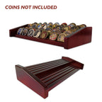 Asmileindeep 8 Rows Military Challenge Coin Display Stand - Holds 60-70 Coins, Solid Wood Army Police Coin Rack Display Holder F
