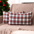 CARRIE HOME White Tartan Plaid Christmas Lumbar Pillow Covers 12x20 Set of 2 White Scottish Xmas Lumbar Throw Pillows Traditiona
