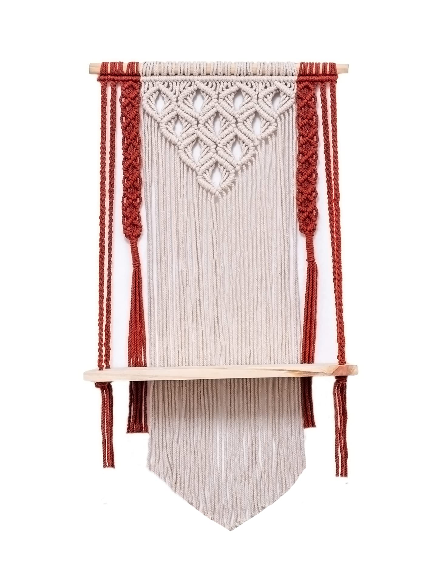 Aroha  Macrame Dual Tone Wall Hanging For Placing Planters In Balcony Living Room Bedroom Or Workspace (100% Cotton  16X30 Inch