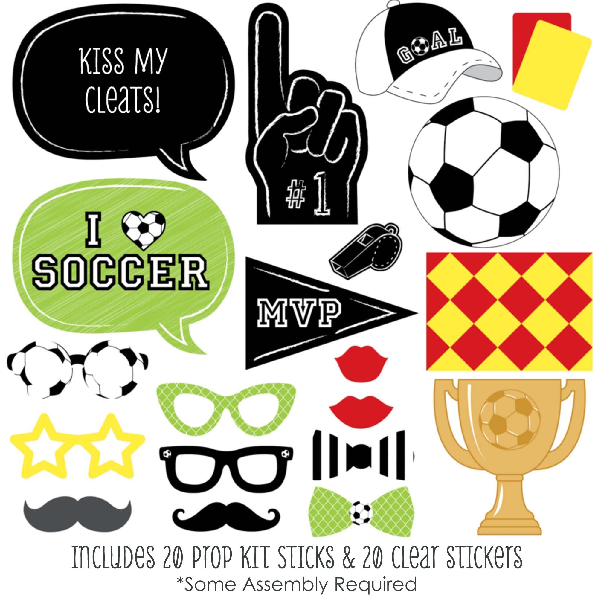 Big Dot Of Happiness Goaaal - Soccer Photo Booth Props Kit - 20 Count
