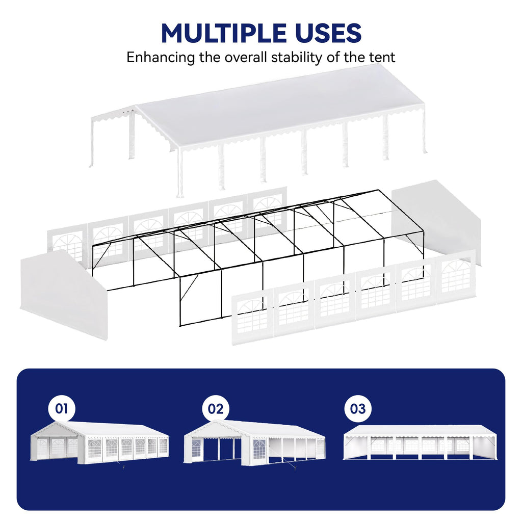 Phi Villa 40'X20' Outdoor Heavy Duty Party Tent Large Commercial Canopy Wedding Event Shelter With Removable Sidewalls & 7 Storage Bags For Patio Outdoor Garden Events, White