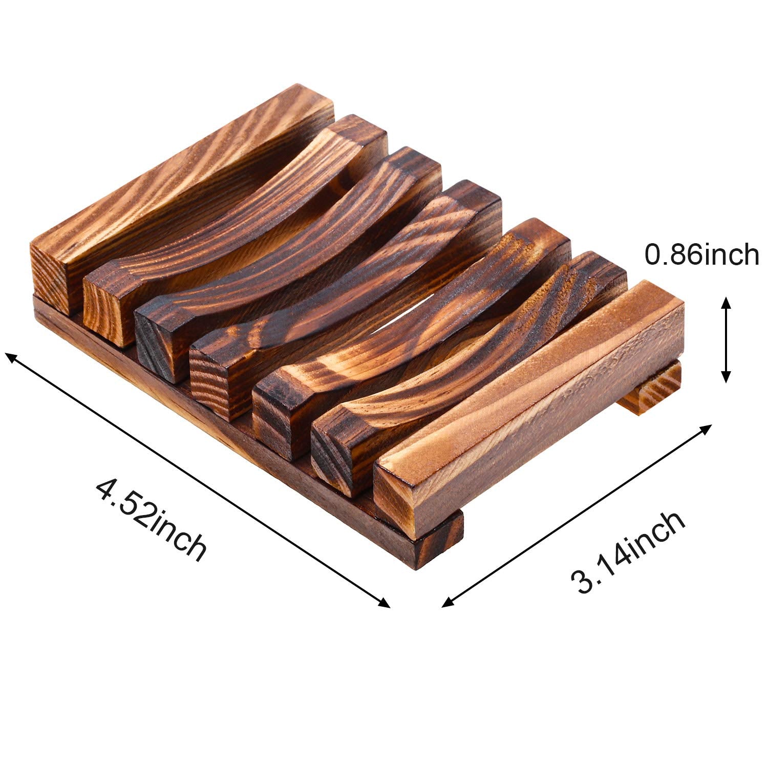 Honoson 5 Pieces Wooden Soap Dish Holder Tray, Wood Soap Holder, Bar Soap Holder For Shower, Soap Tray Self Draining, Soap Saver