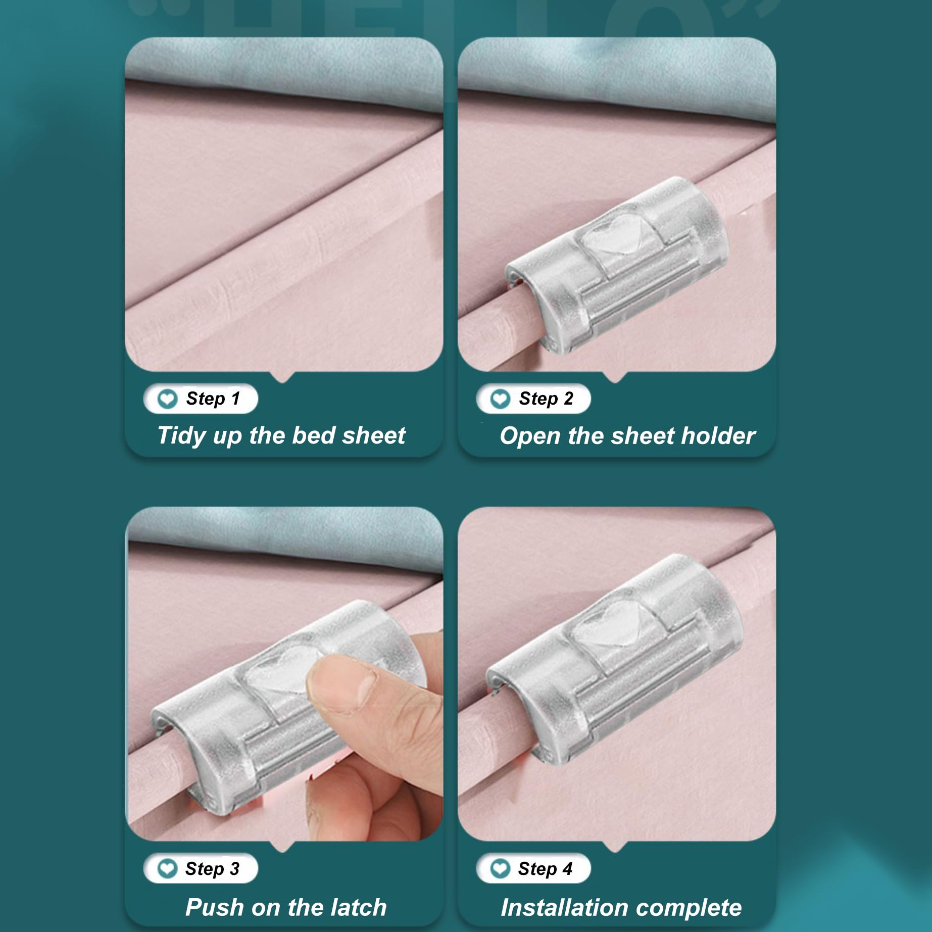 Toosunny 10 Pieces Sheet Holders, Two-Position Adjustment Bed Sheet Grippers Keeps The Bed Sheet In Place (Clear)