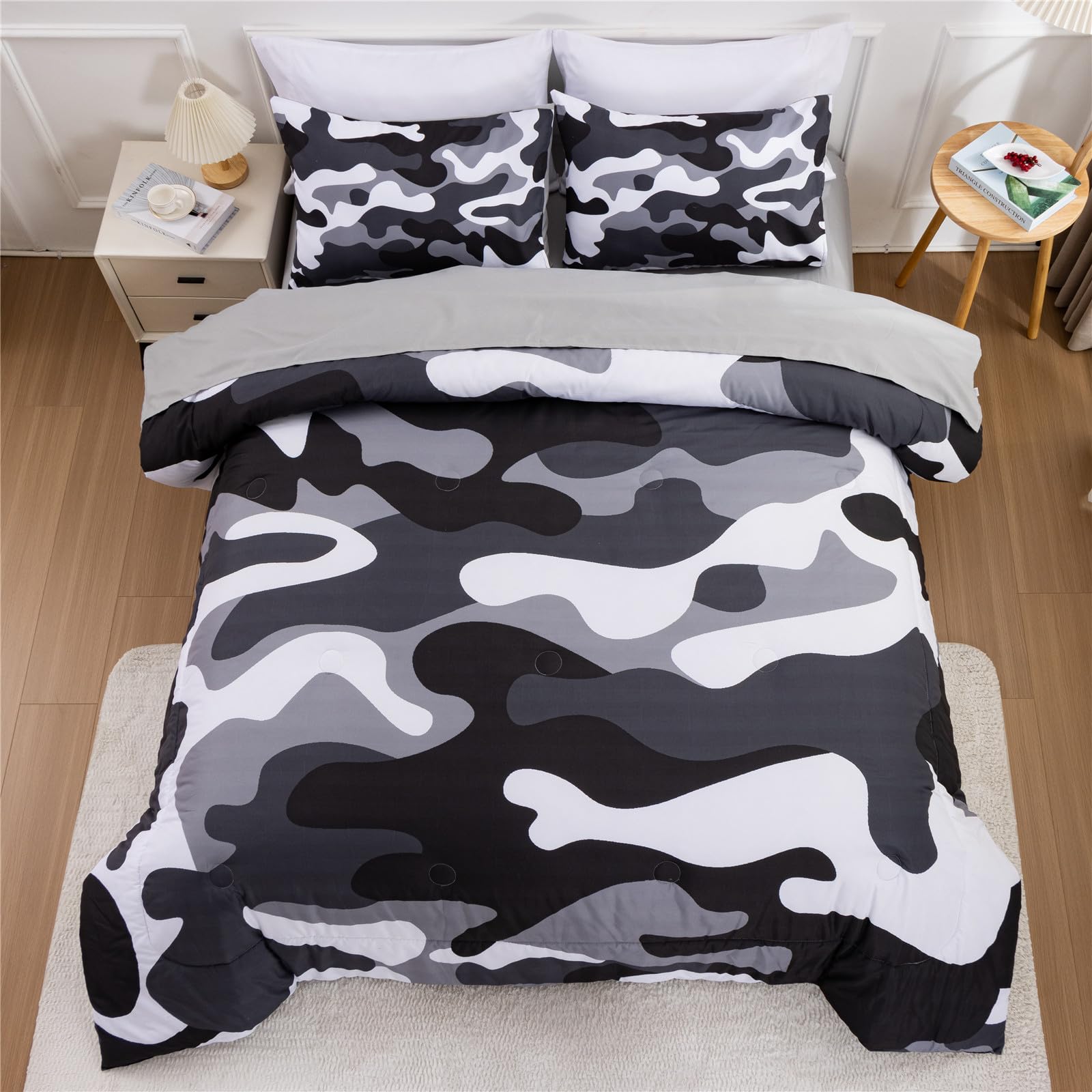 Meeting Story Camouflage Bedding Set, Colorful Pattern Style Comforter Set, 5 Pcs One Comforter Two Pillowcases Two Sheets In On