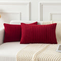 Kevin Textile Decorative Plush Striped Velvet Corduroy Christmas Oblong Pillowcase Accent Cushion Cover, 12 X 20 Inches (30X50 C