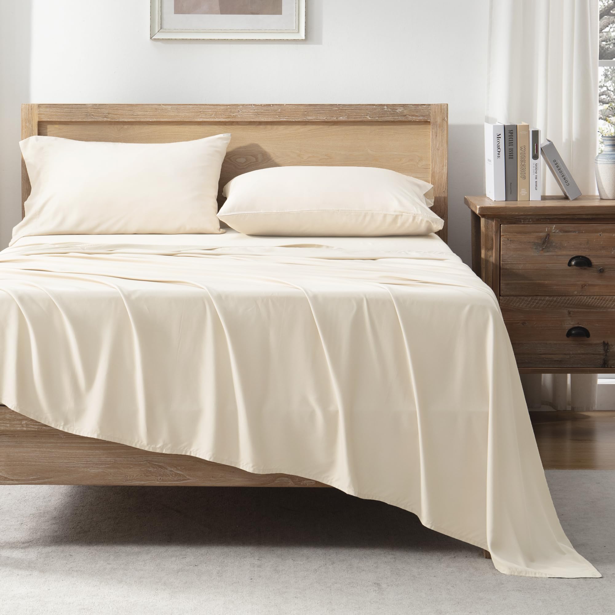 Andency Dark Olive Green King Size Sheets Set, 100% Viscose Derived From Bamboo, Cooling King Sheets, Deep Pocket Up To 16', Silky Soft Bed Sheets, Hotel Luxury Breathable Bedding Sheets & Pillowcases