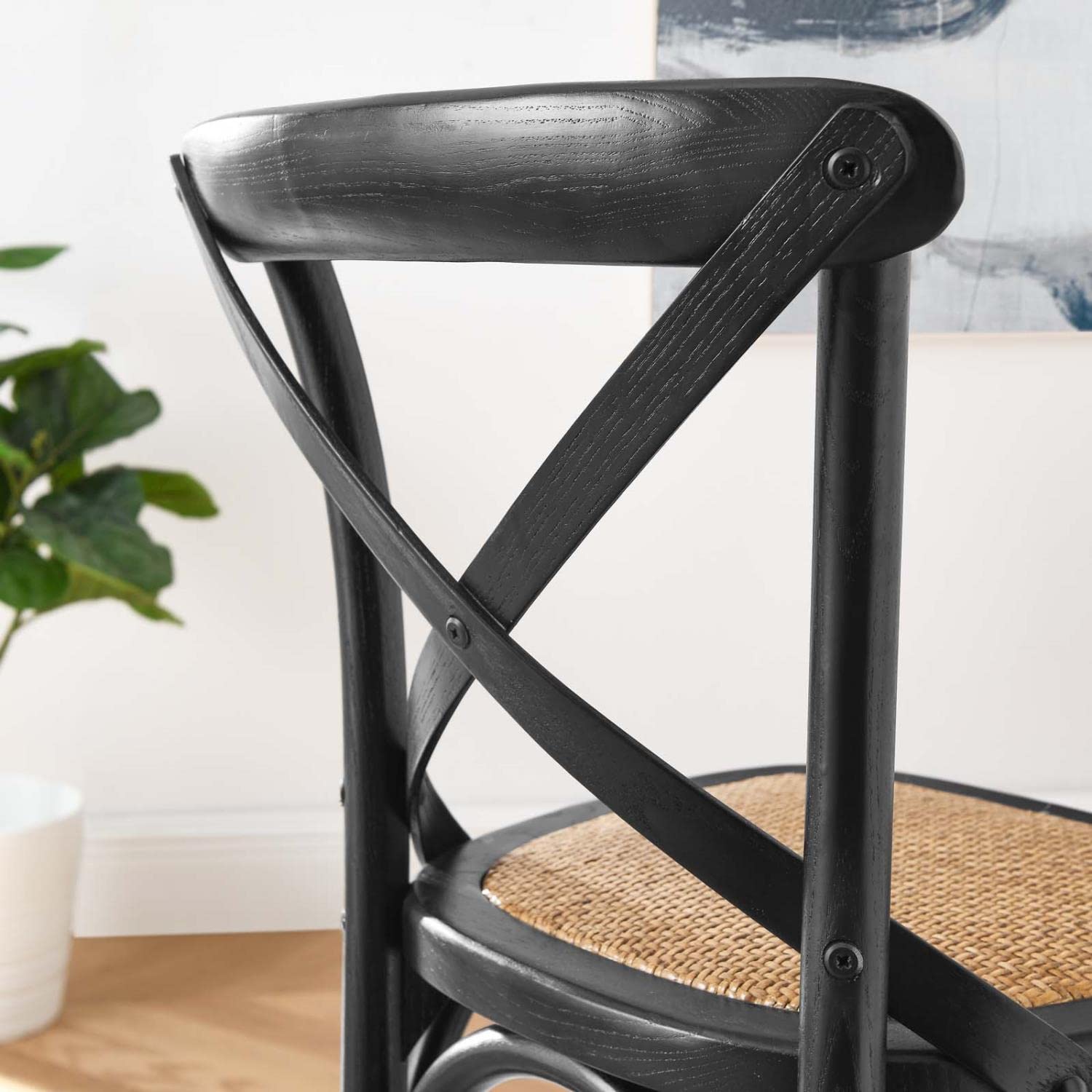 Modway Gear X-Back Wood Counter Stool In Black