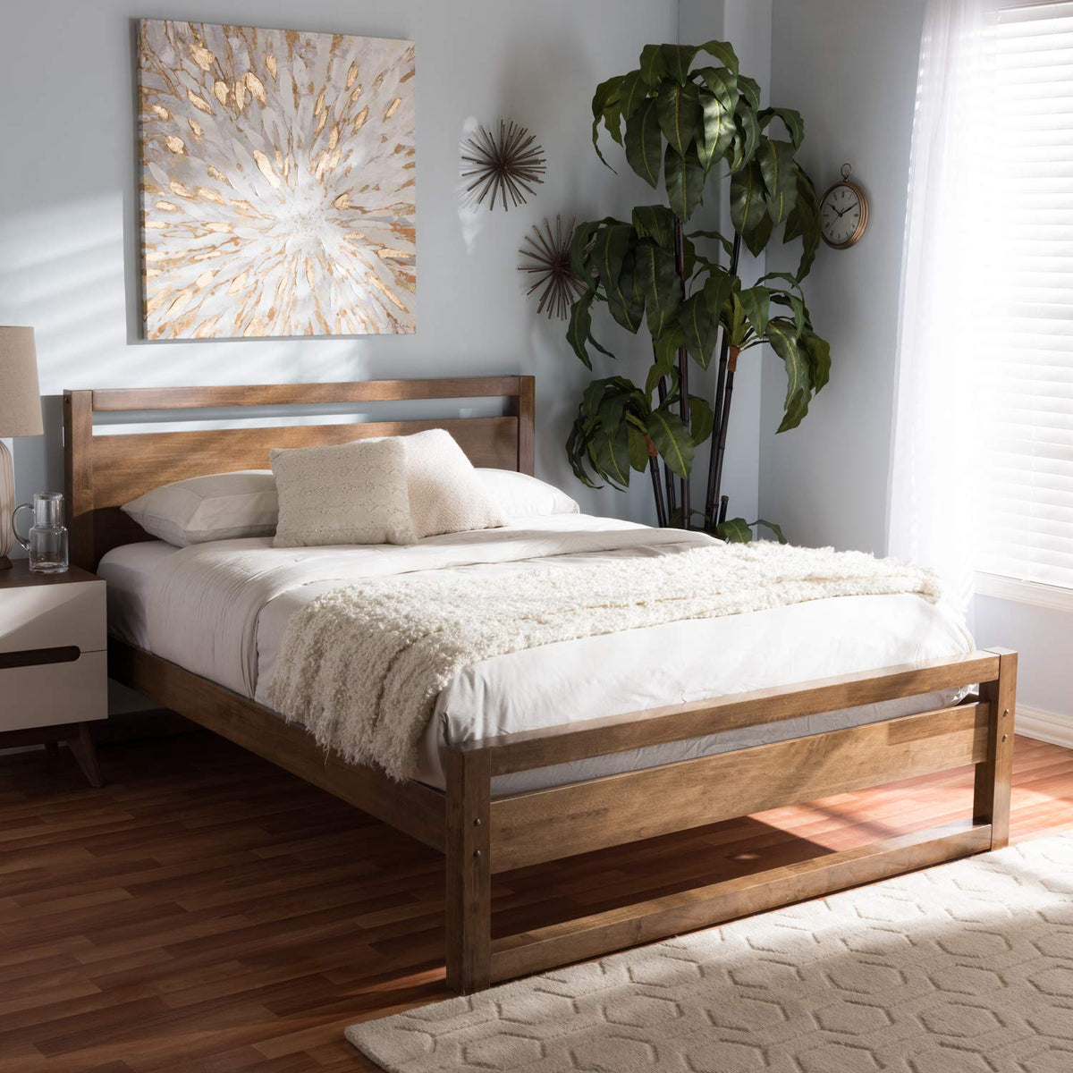 Baxton Studio Torino Walnut Wood King Platform Bed