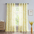 Treatmentex Yellow and White Curtains for Living Room 54 Length Leaves Print Semi-Sheers Curtains for Kids Room Windows, Mustar