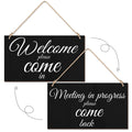 Meeting in Progress Wood Sign Do Not Disturb Wood Sign Plaque Reversible Wood Sign for Home Office Meeting Door, Home Study Door