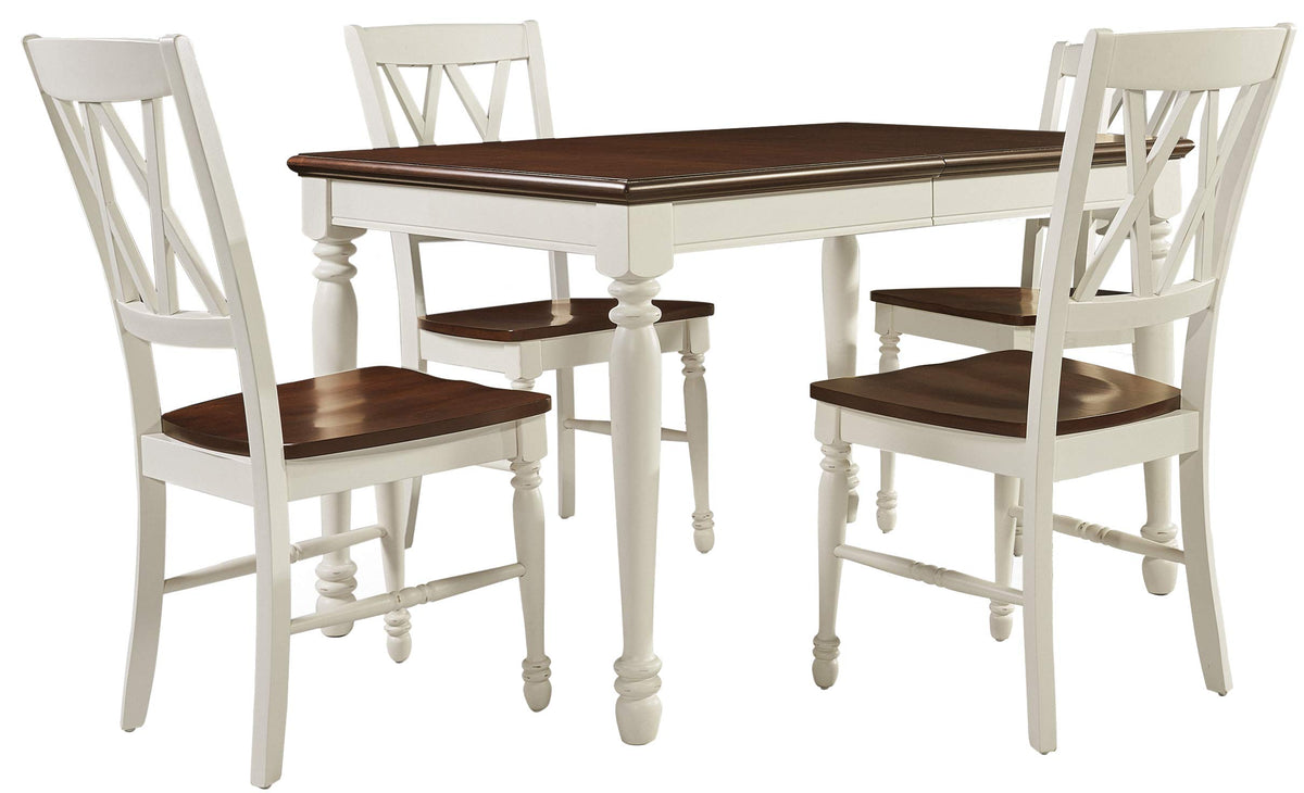 Crosley Furniture Shelby 5-Piece Traditional Dining Table Set for 4, Dinner Tables with Kitchen Chairs, Distressed White