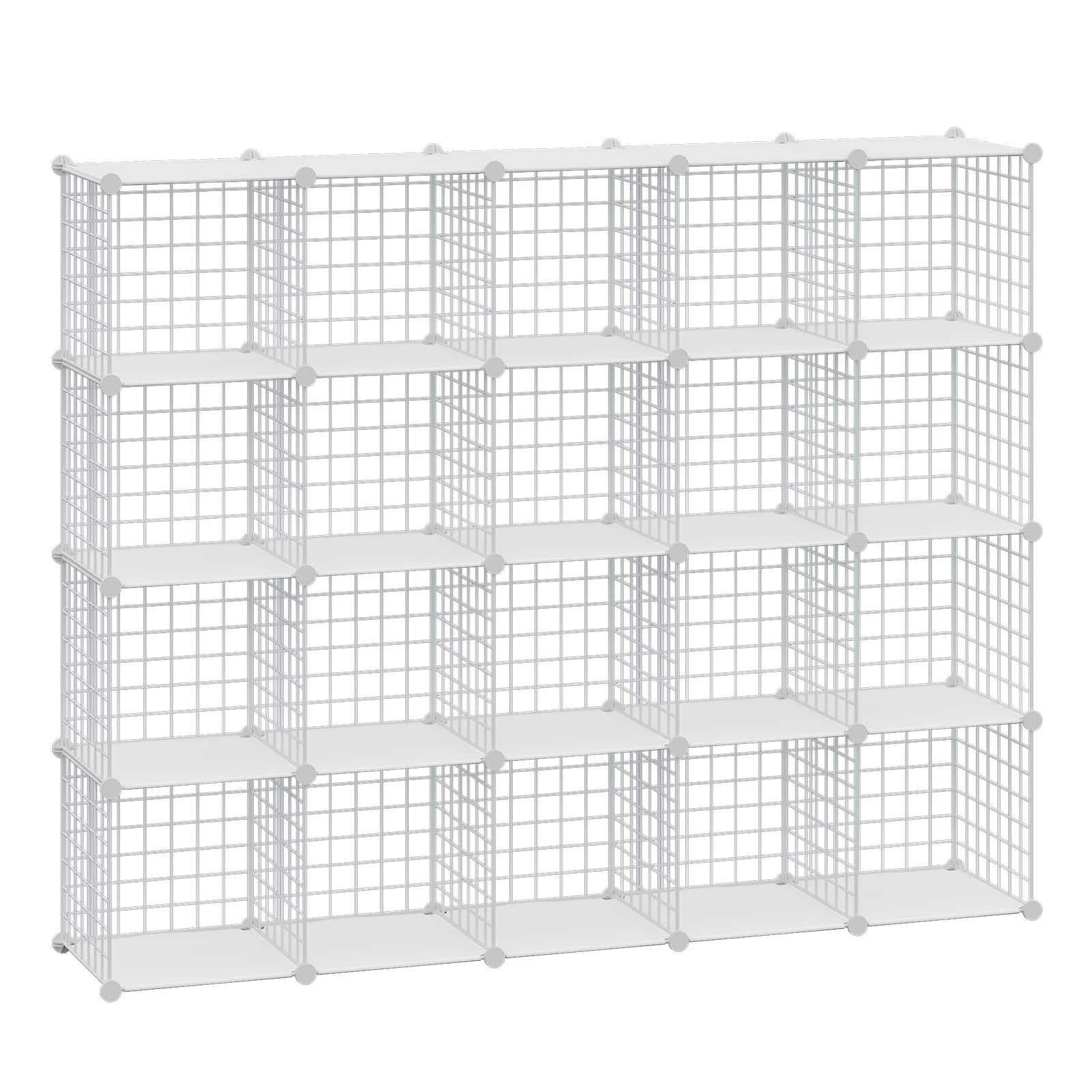 Hubson Wire Cube Storage Organizer, 20-Cube Metal Grids Storage Shelf, Closet Cabinet, Diy Plastic Cube Bookcase Modular Closet
