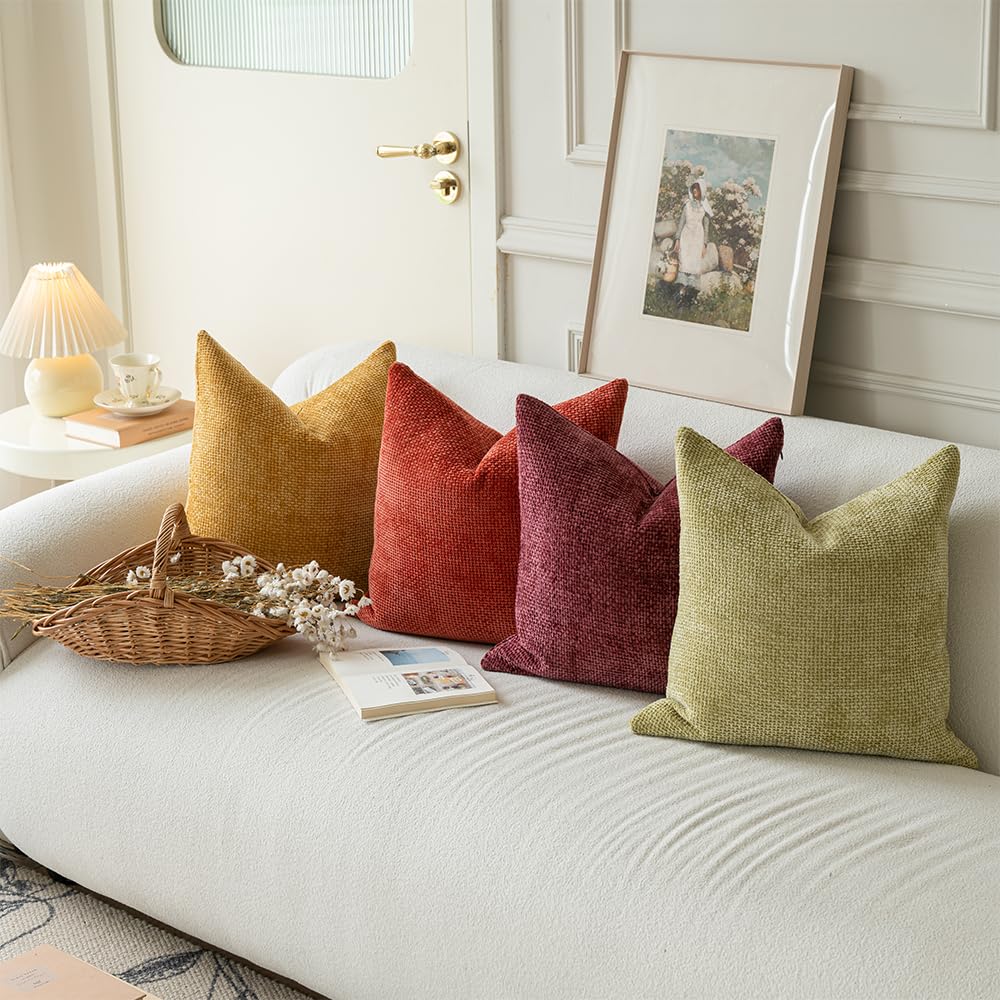 Lananas Neutral Decorative Throw Pillow Covers 18X18 Inch For Living Room Couch Bed Sofa Farmhouse Boho Home Decor Set Of 4 Soft