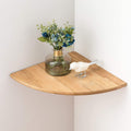 Conamily Corner Shelf, Solid Oak Wood Floating Corner Shelf Wall Mount Round End Floating Speaker with Wire Hole for Small Plant