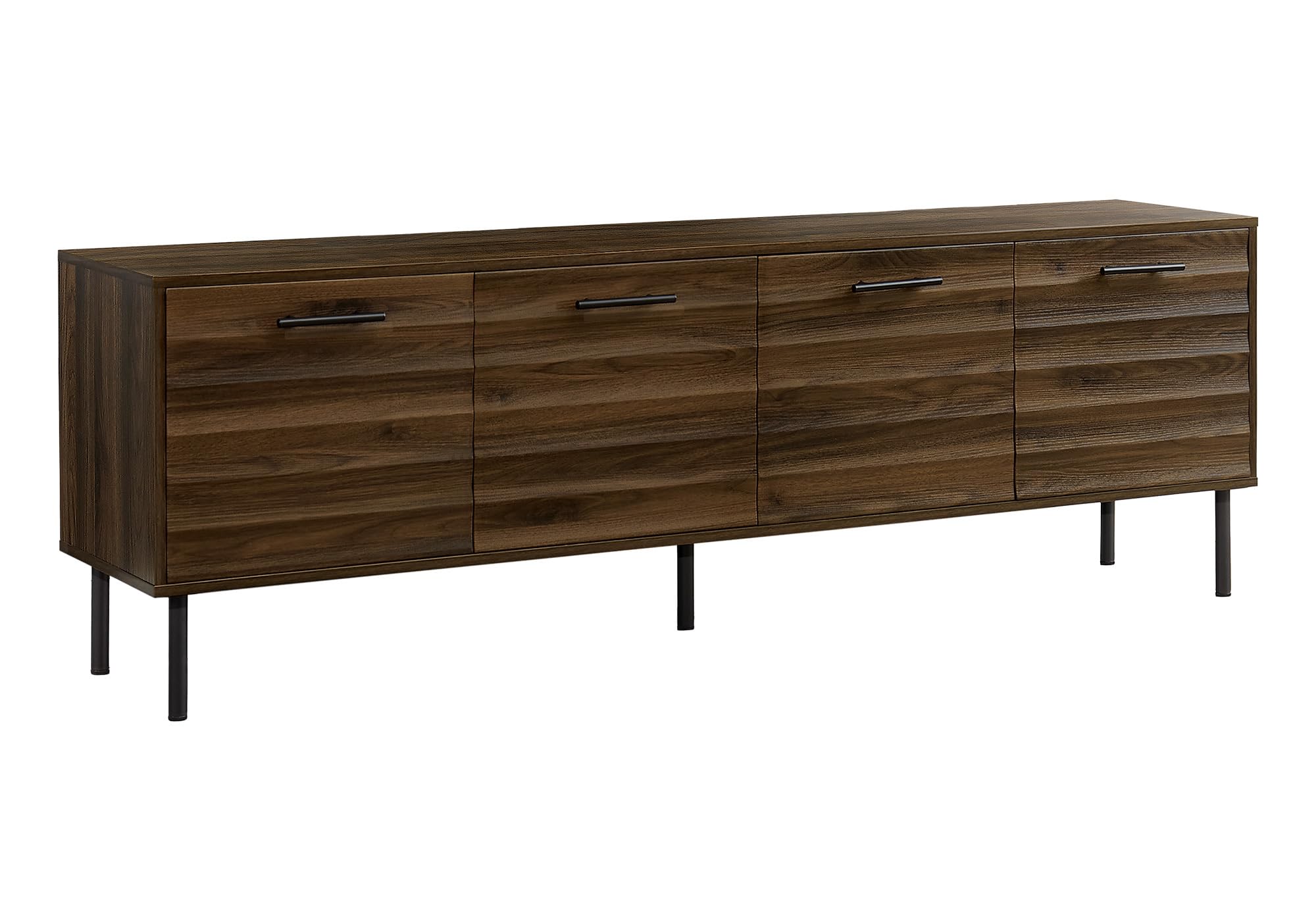Monarch Specialties I 2727 TV Stand 72'?Media Console with Cabinets, Brown Laminate & Black