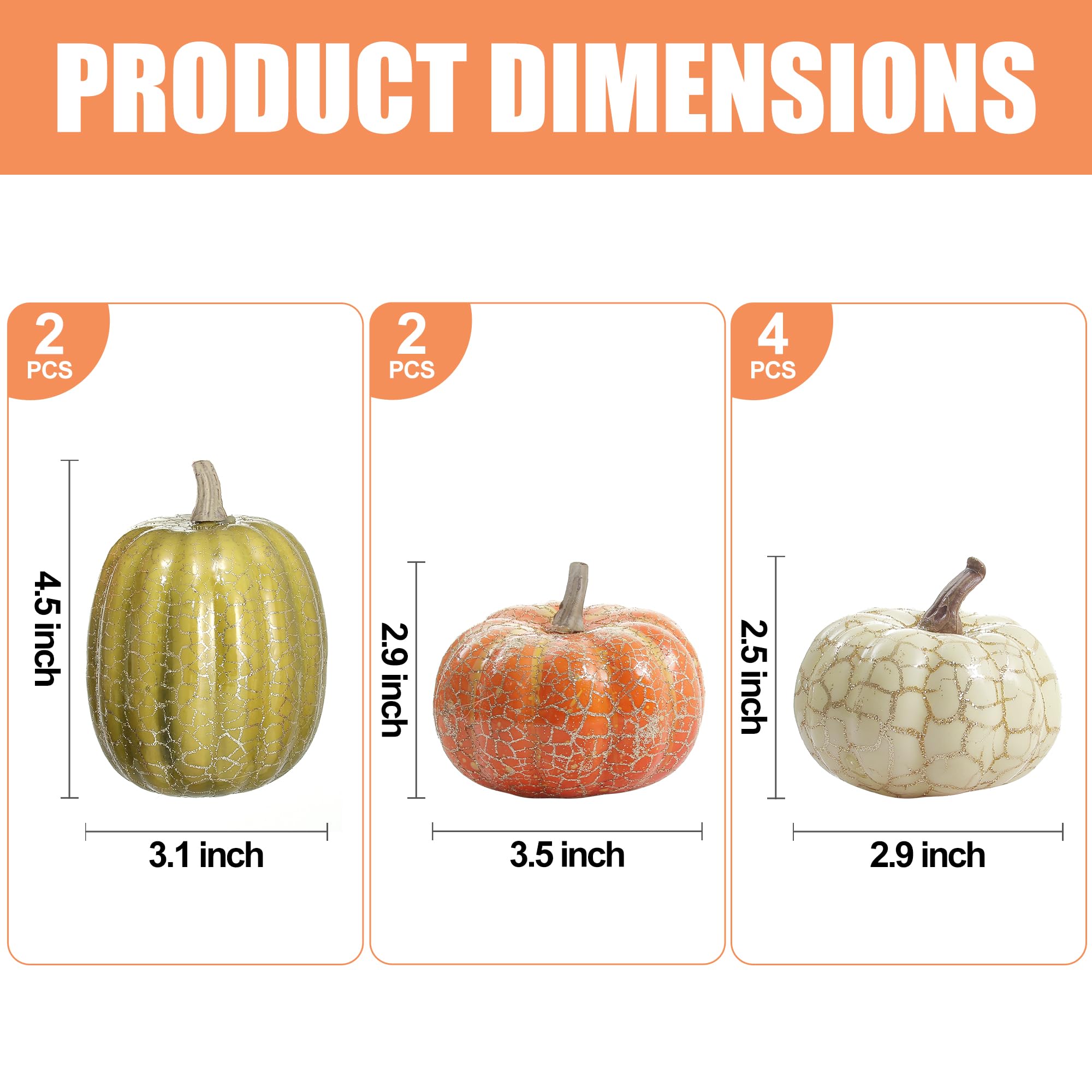 Ghrdopy Fake Pumpkins, 8 Pcs Plastic Pumpkins, Artificial Pumpkins For Decorating Thanksgiving Halloween Seasonal Holiday Decor