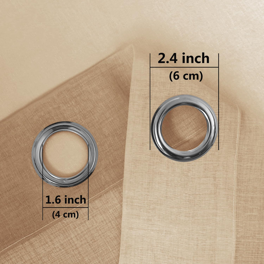Dwcn Taupe Faux Linen Ombre Sheer Curtains - Gradient Semi Voile Curtains For Bedroom And Living Room, Set Of 2 Grommet Top Wind