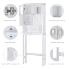 Spirich Bathroom Cabinet Over Toilet, Bathroom Storage Cabinet With Glass Doors And Adjustable Shelves, Over The Toilet Storage Cabinet, White