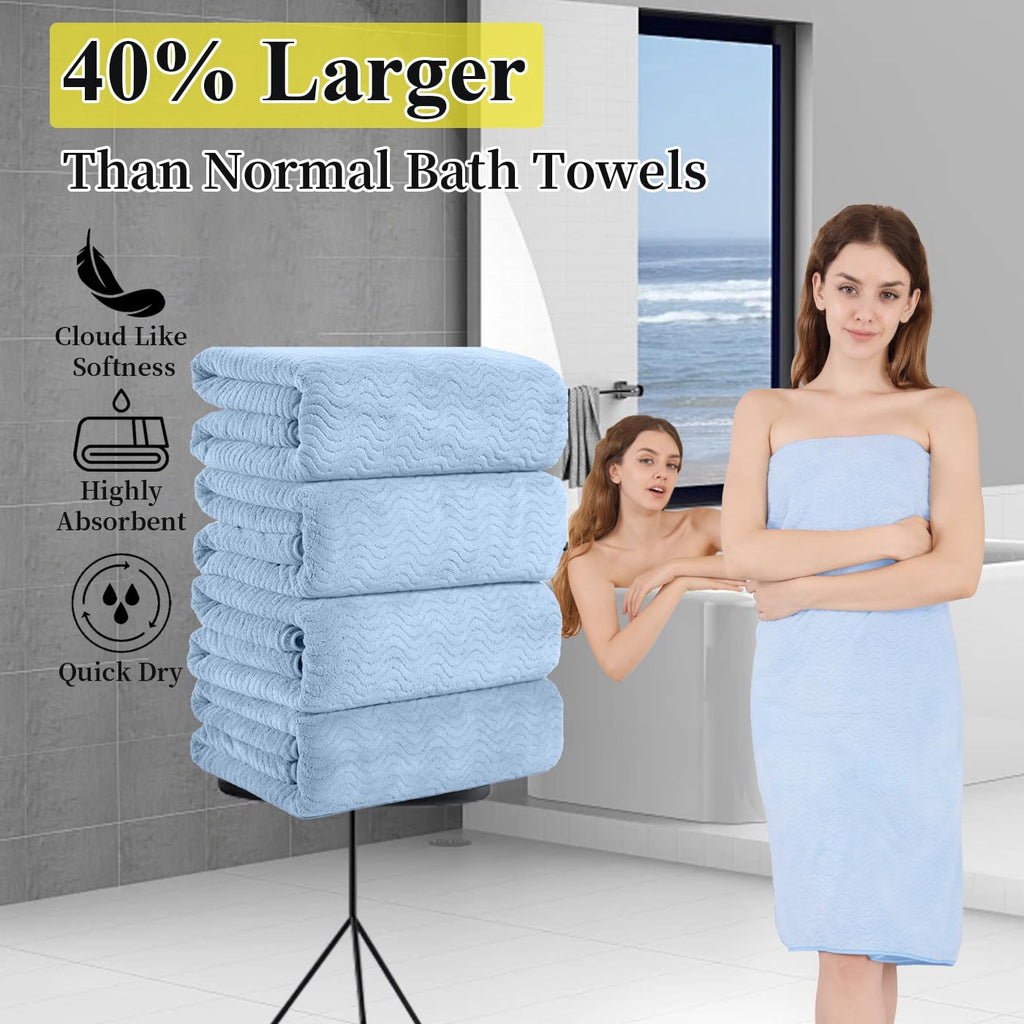 4 Piece Bath Towel Oversized Bath Sheet 35''X70'' Bathroom Towel Extra Large Bath Towel Set Highly Absorbent Quick Dry Premium T